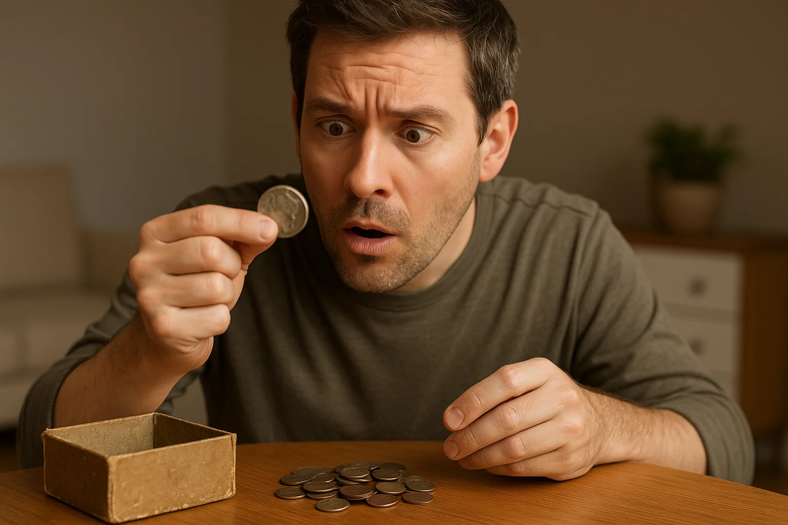 A collector marvels at a dull old coin from an attic box—an example that age and patina don’t automatically mean value.